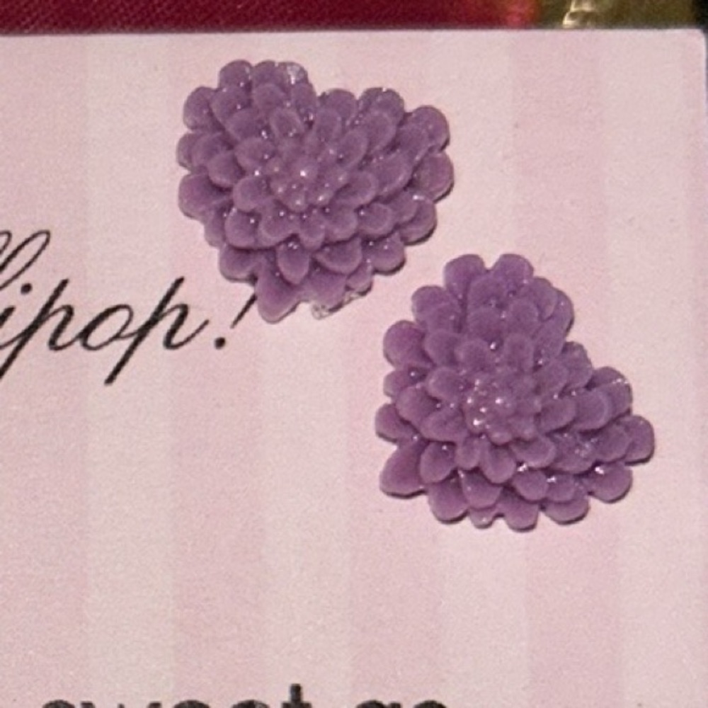 Oh lollipop dainty Purple Heart flower earrings kawaii Lolita dollbaby Barbie